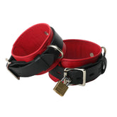 Strict Leather Deluxe Black and Red Locking Cuffs